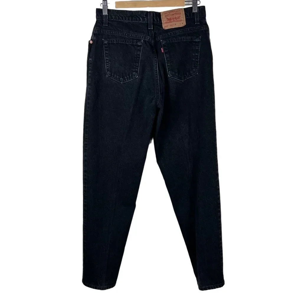 LEVI’S 551 Relaxed Fit Tapered Leg Black Denim Jean Pants Size 12 MED - Picture 7 of 11